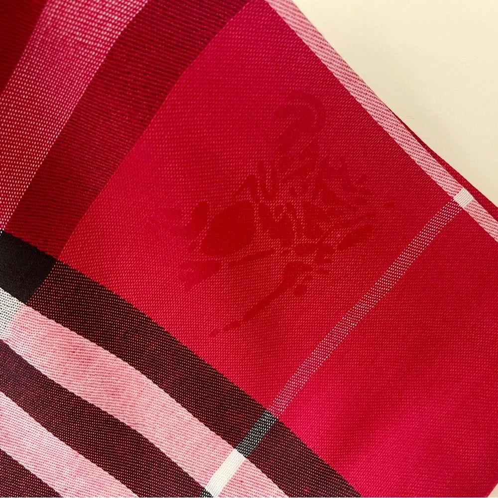 Red Plaid Nova Check Men's Burb*rry Style Red Scarf